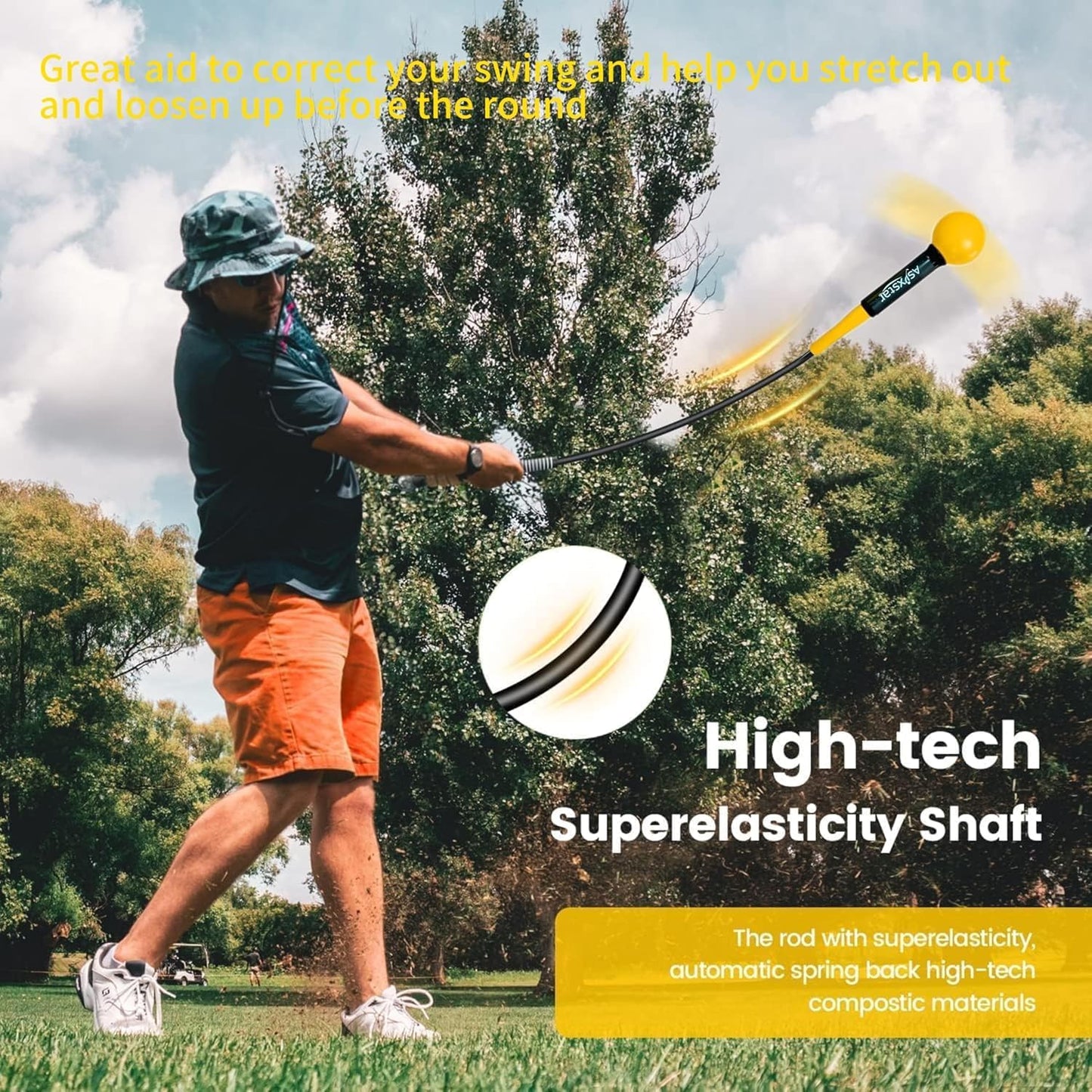 Golf Swing Trainer Aid - Golf Training Aid with Golf Grip Trainer Golf Training Equipment Power Flex Golf Swing Training Aid for Strength,Balance, and Tempo Golf Swing Speed Trainer