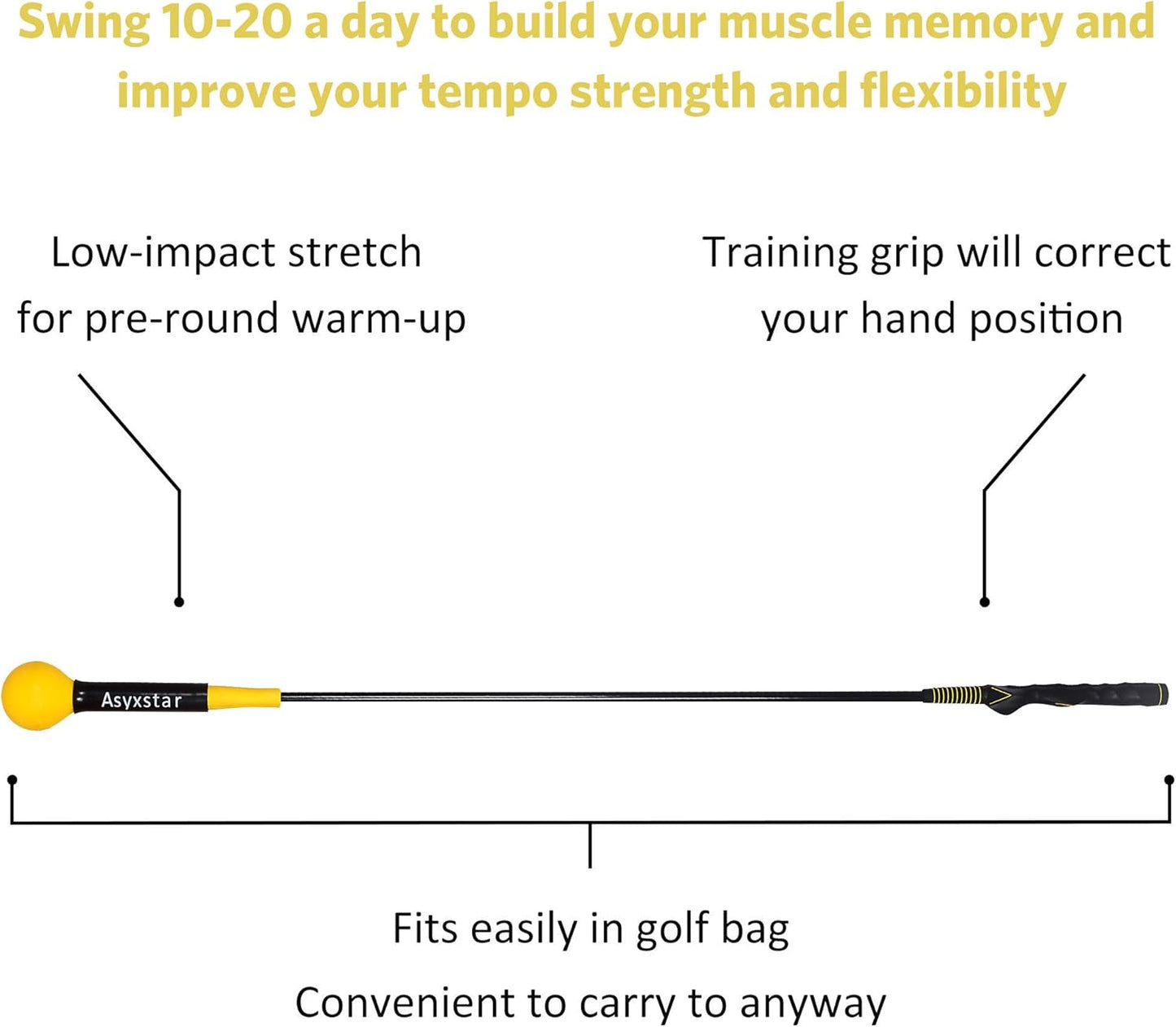 Golf Swing Trainer Aid - Golf Training Aid with Golf Grip Trainer Golf Training Equipment Power Flex Golf Swing Training Aid for Strength,Balance, and Tempo Golf Swing Speed Trainer