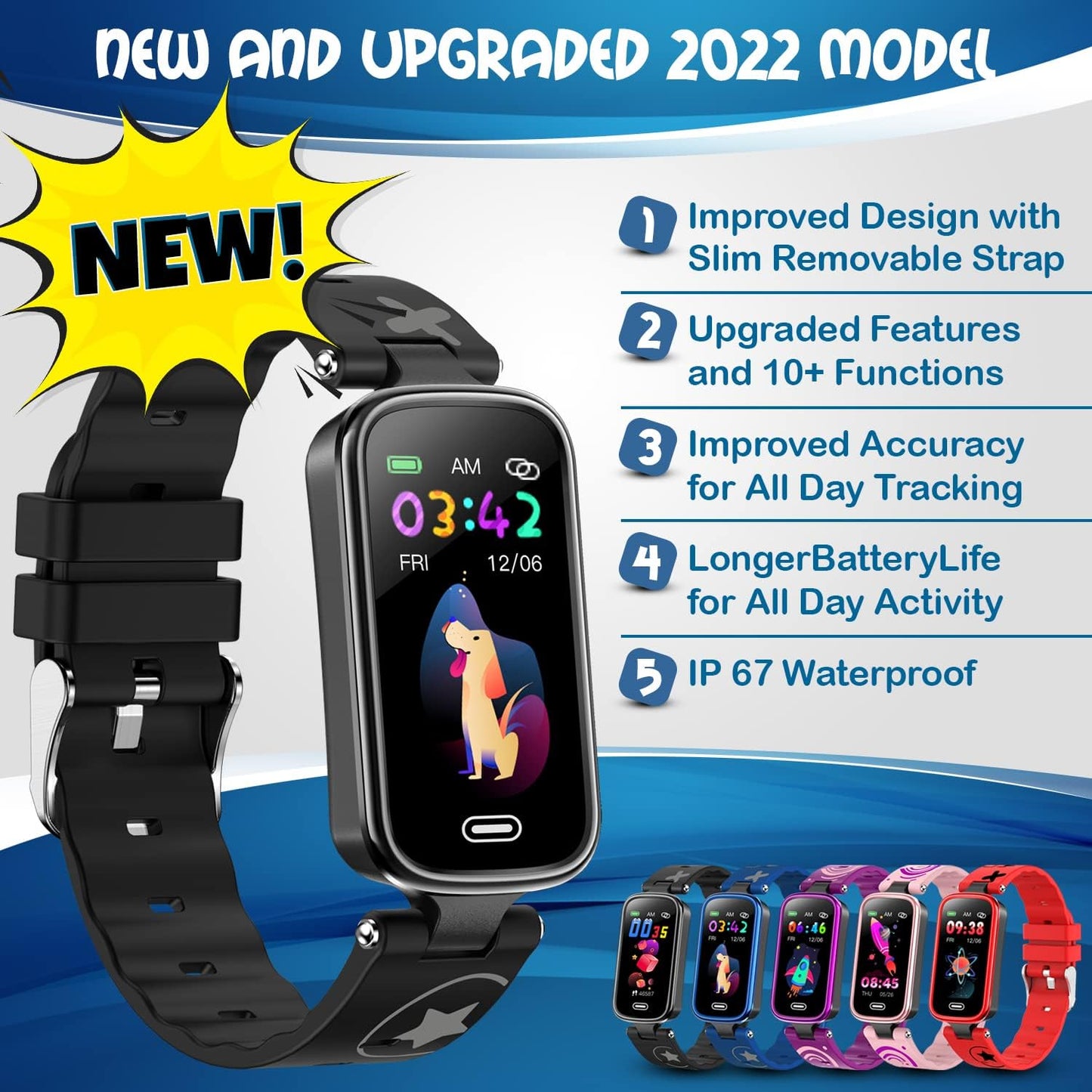 Kids Fitness Tracker for Age 5-16,2022 Upgraded Tracker Kids Watch,Waterproof Watch for Kids with Pedometer,Sleep Monitor & Calorie Counter,Fitness Watch for Kids Girls Boys Teen