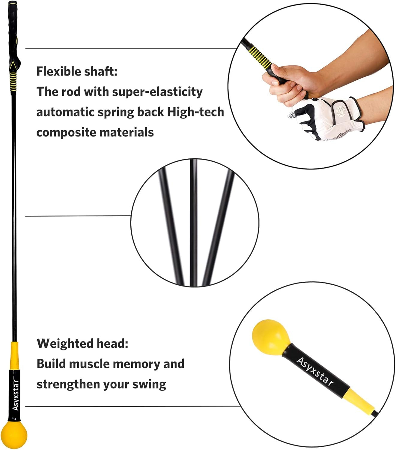 Golf Swing Trainer Aid - Golf Training Aid with Golf Grip Trainer Golf Training Equipment Power Flex Golf Swing Training Aid for Strength,Balance, and Tempo Golf Swing Speed Trainer